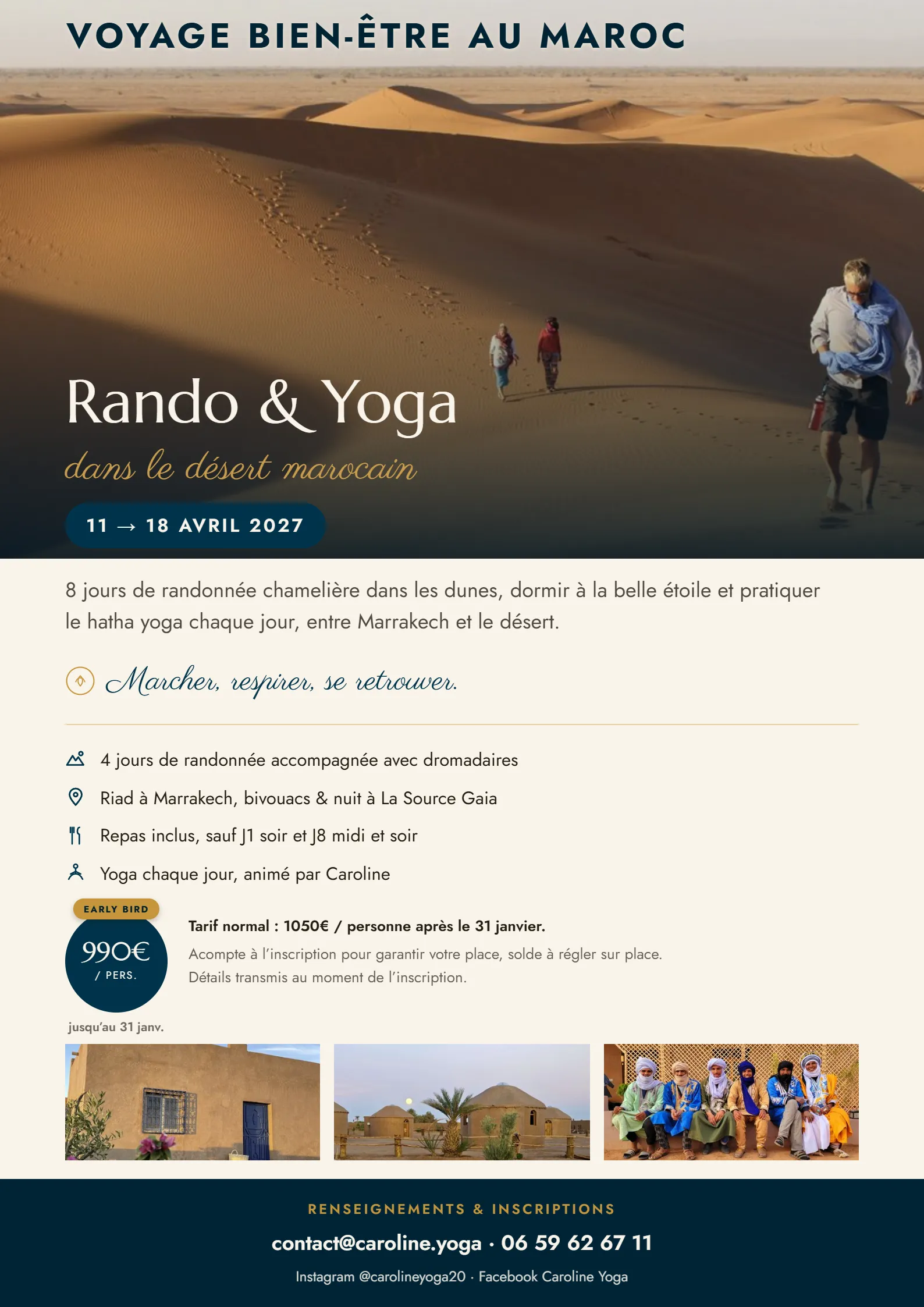 Affiche du voyage bien-être randonnée et yoga au Maroc